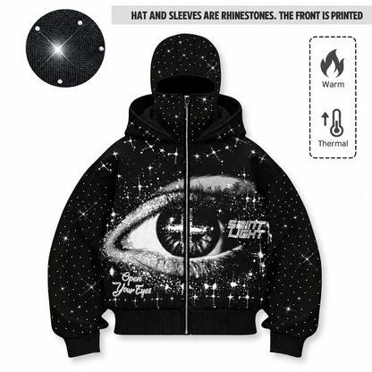 Multi Style Double Hood Rhinstone Fleece
