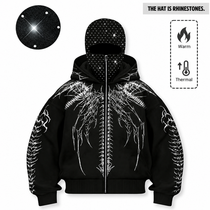 Multi Style Double Hood Rhinstone Fleece