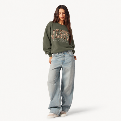 Jesus Leopard Print Sweatshirt