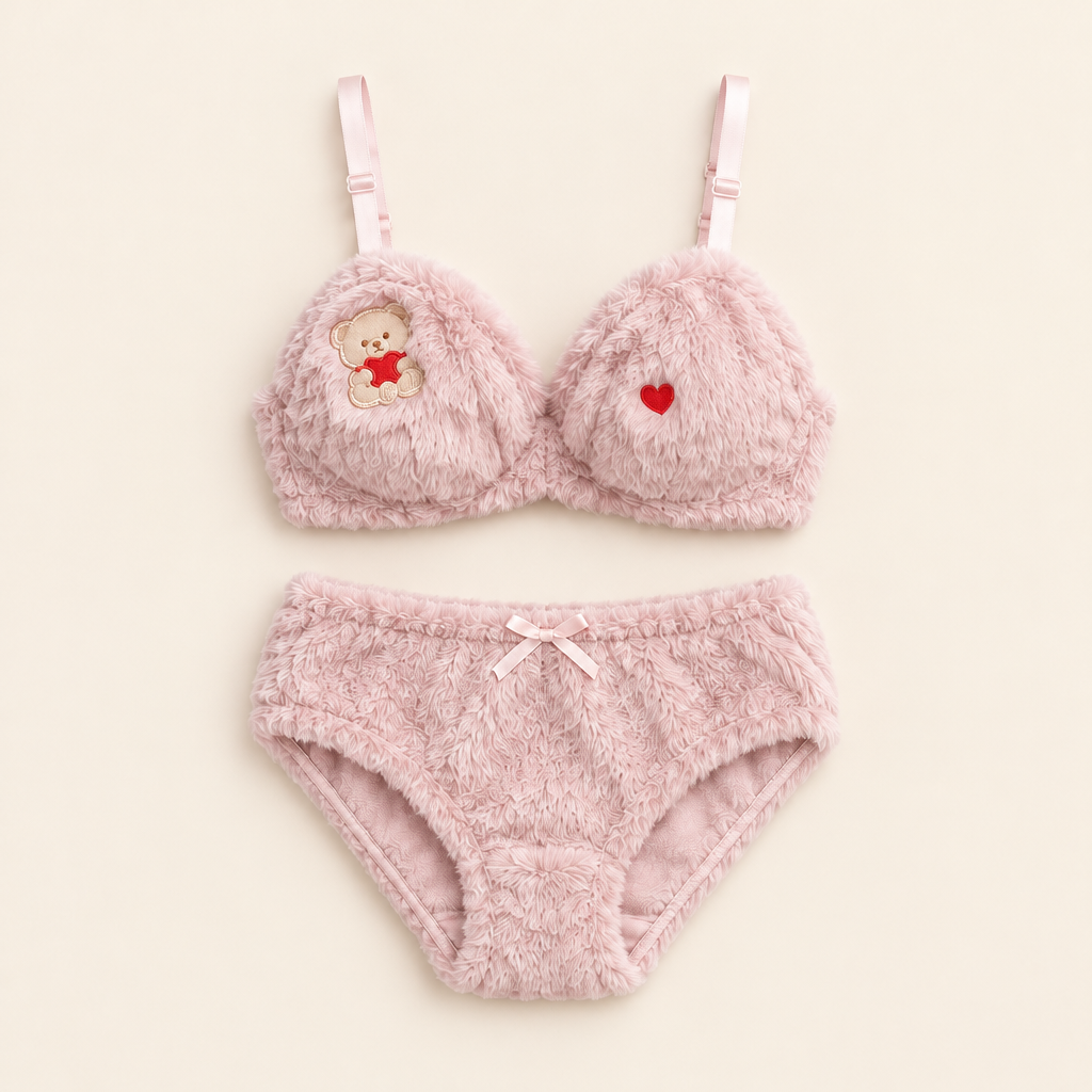 Cuddle Set – Fuzzy Plush Bra & Panty Set